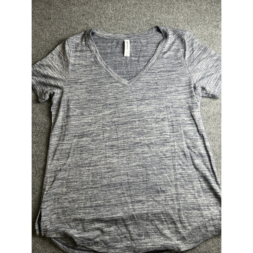 Athleta Women's Medium Gray Short Sleeve V Neck 1063‎